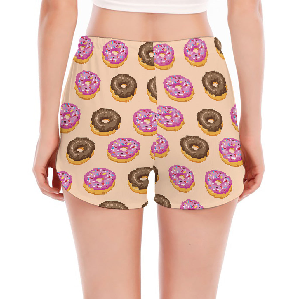 8-Bit Pixel Donut Print Women's Split Running Shorts