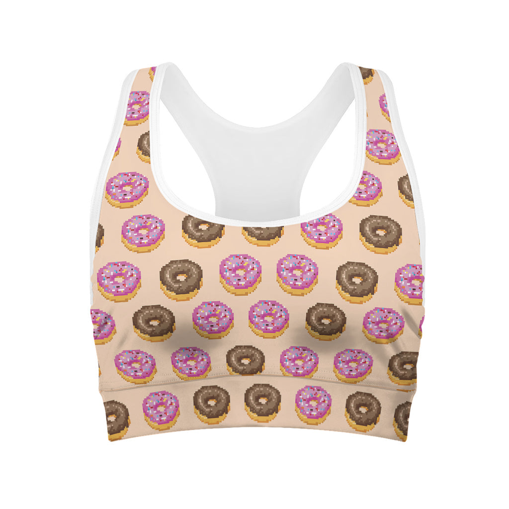8-Bit Pixel Donut Print Women's Sports Bra