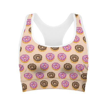 8-Bit Pixel Donut Print Women's Sports Bra