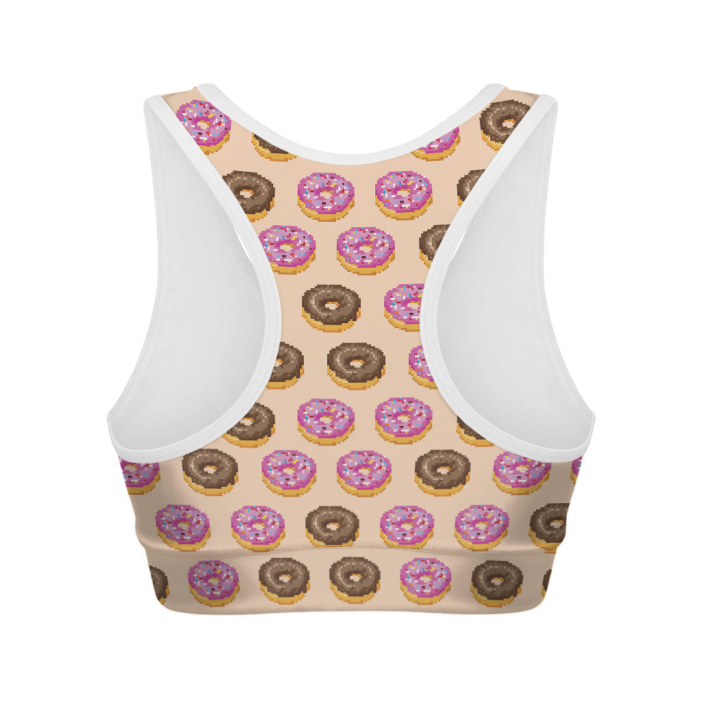 8-Bit Pixel Donut Print Women's Sports Bra