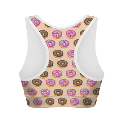8-Bit Pixel Donut Print Women's Sports Bra