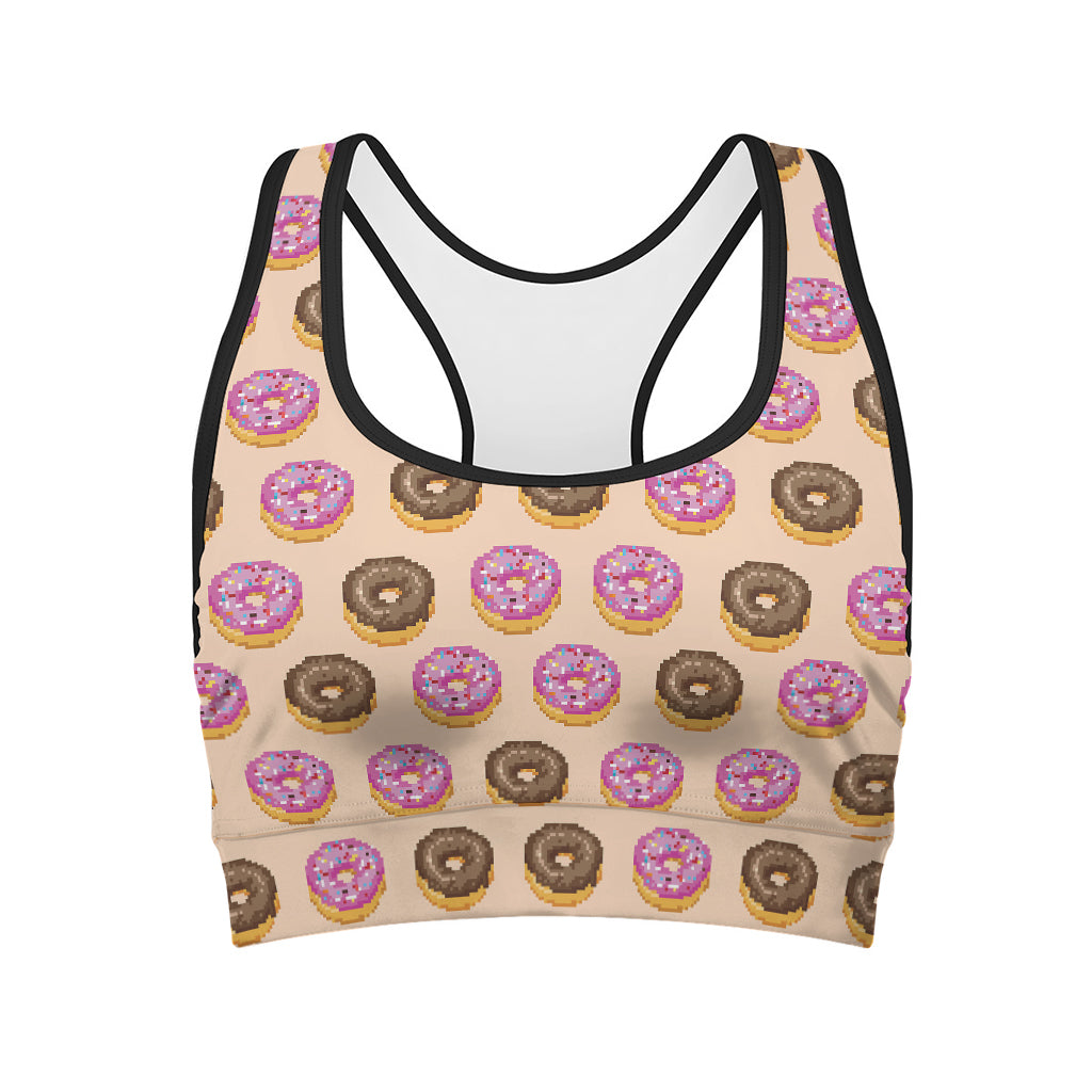 8-Bit Pixel Donut Print Women's Sports Bra