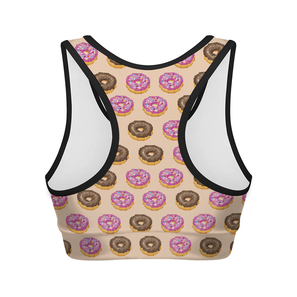 8-Bit Pixel Donut Print Women's Sports Bra
