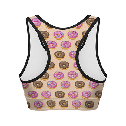 8-Bit Pixel Donut Print Women's Sports Bra