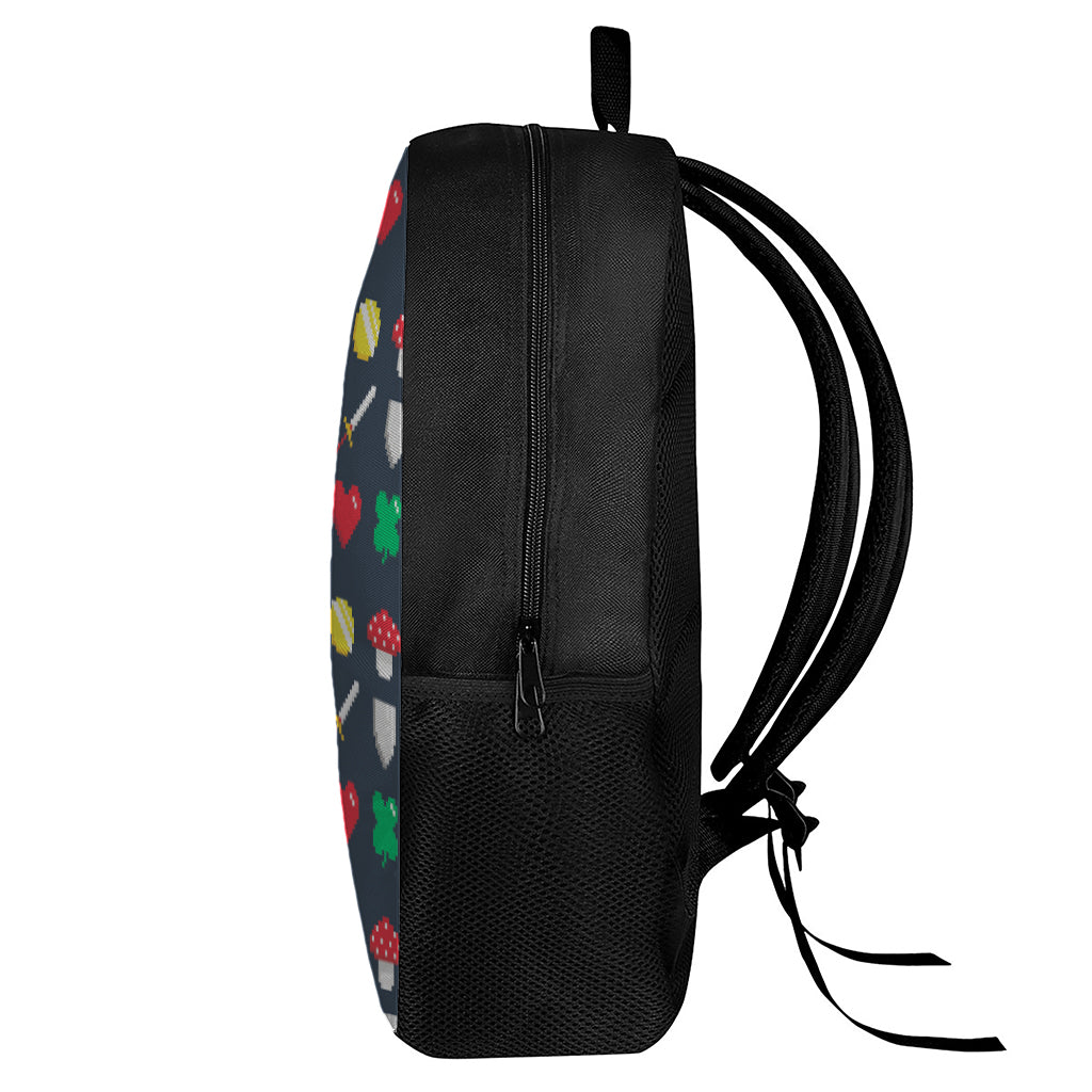 8-Bit Pixel Game Items Print 17 Inch Backpack