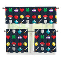 8-Bit Pixel Game Items Print 3 Piece Kitchen Curtains