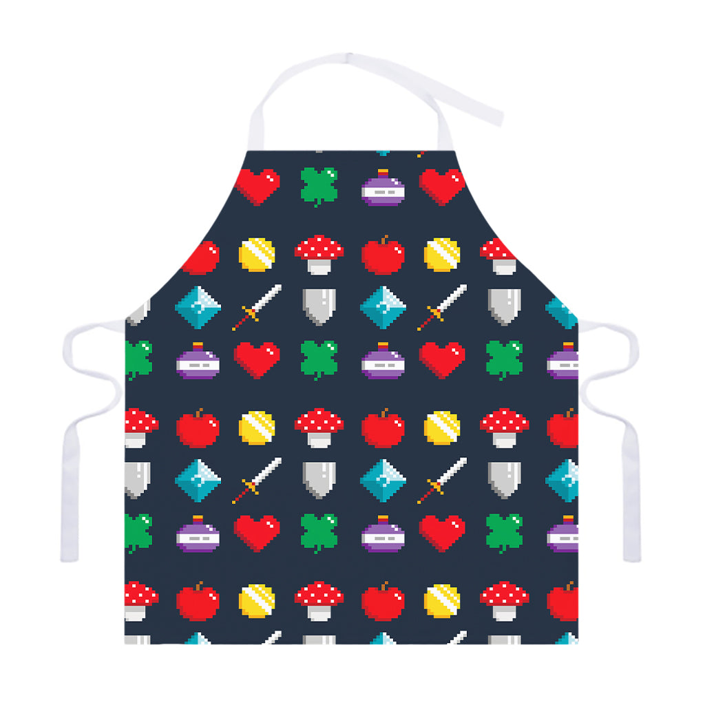 8-Bit Pixel Game Items Print Adjustable Apron