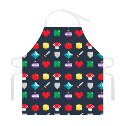 8-Bit Pixel Game Items Print Adjustable Apron