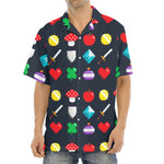 8-Bit Pixel Game Items Print Aloha Shirt