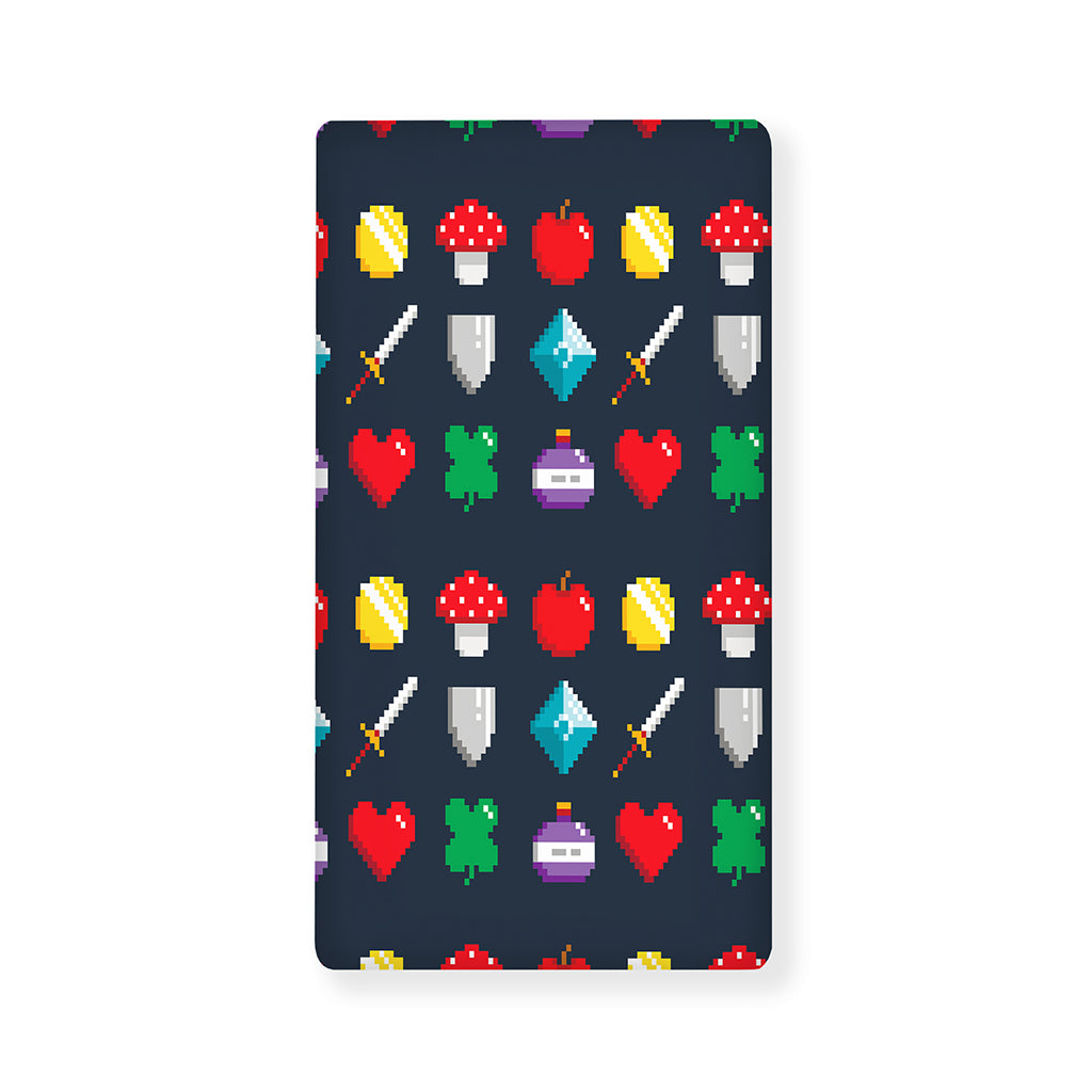 8-Bit Pixel Game Items Print Baby Crib Sheet