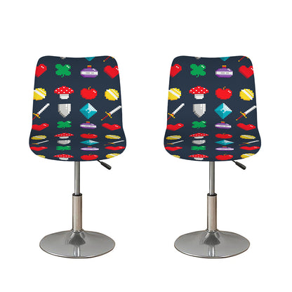 8-Bit Pixel Game Items Print Bar Stool Covers