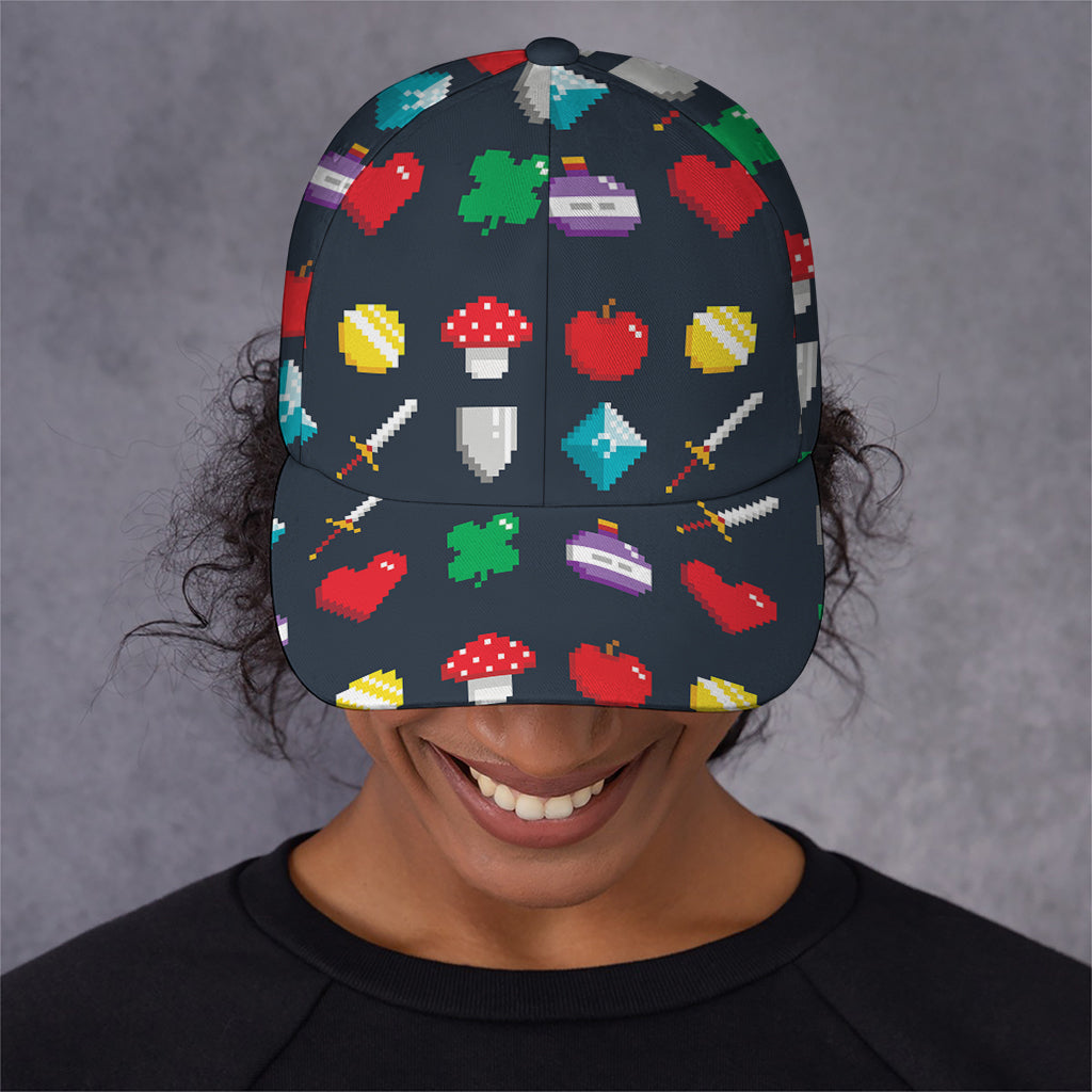 8-Bit Pixel Game Items Print Baseball Cap