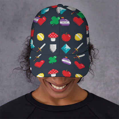 8-Bit Pixel Game Items Print Baseball Cap