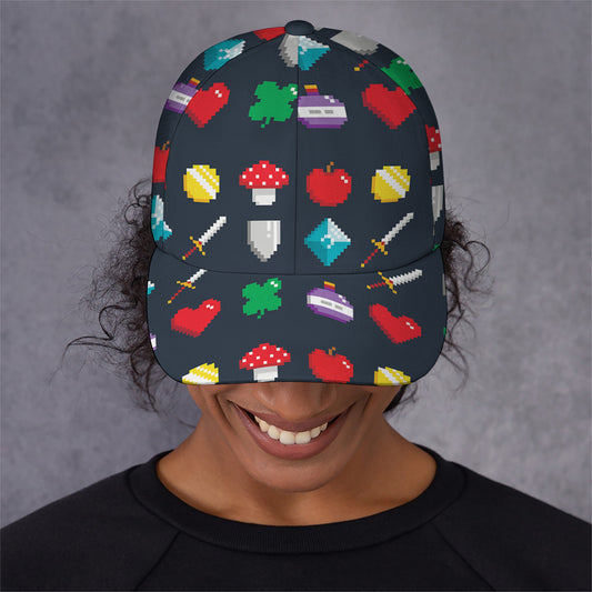 8-Bit Pixel Game Items Print Baseball Cap