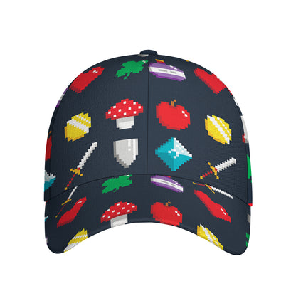 8-Bit Pixel Game Items Print Baseball Cap
