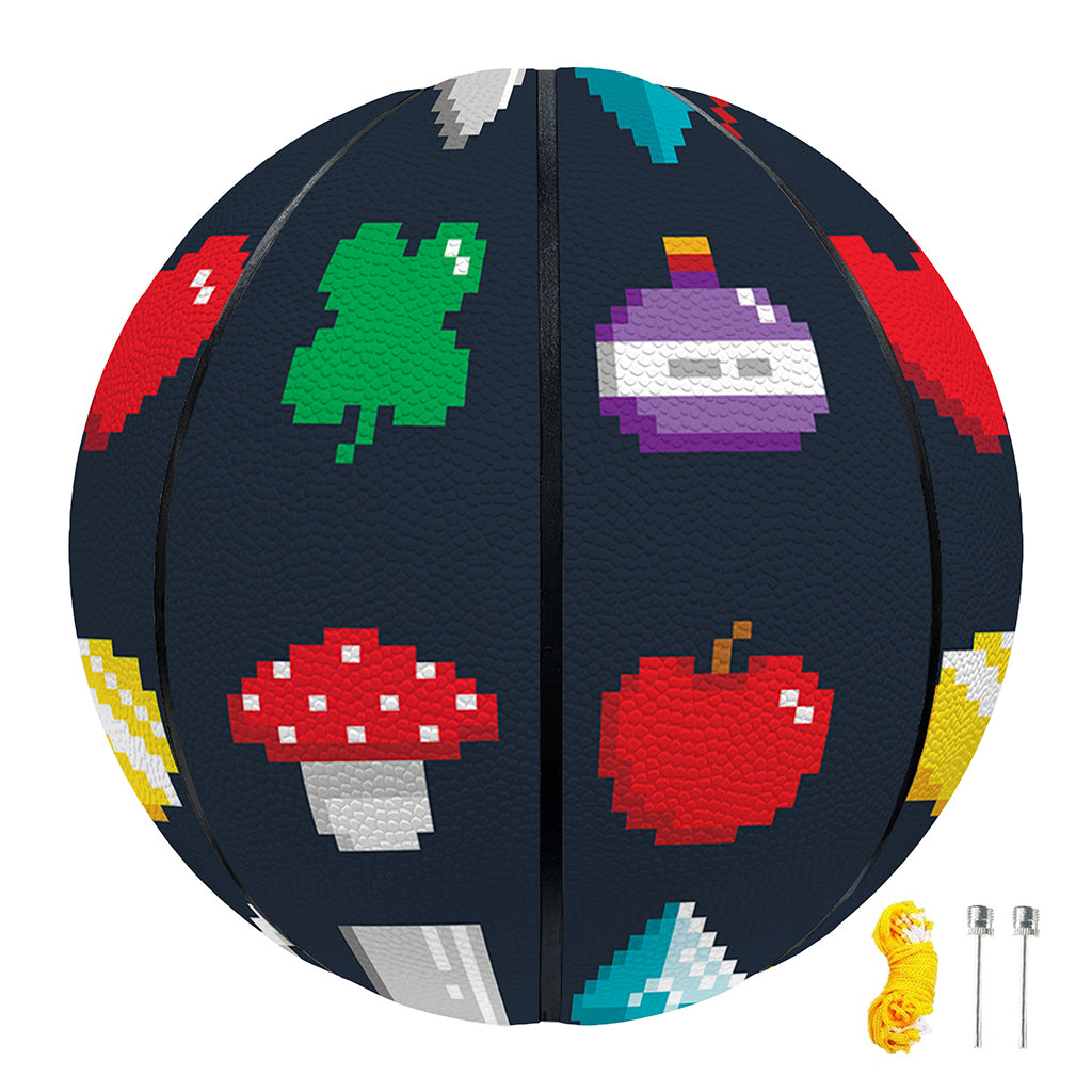 8-Bit Pixel Game Items Print Basketball