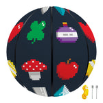 8-Bit Pixel Game Items Print Basketball
