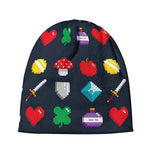 8-Bit Pixel Game Items Print Beanie