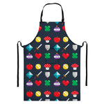 8-Bit Pixel Game Items Print Bib Apron With Pocket