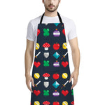 8-Bit Pixel Game Items Print Bib Apron With Pocket