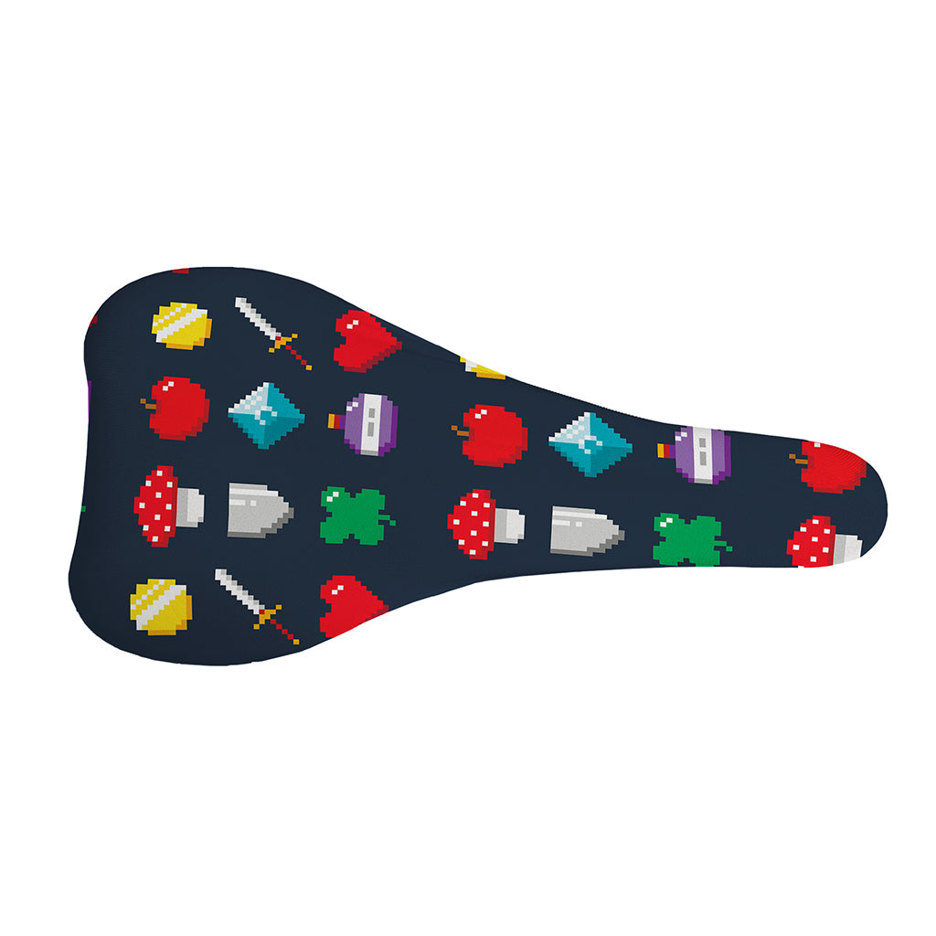 8-Bit Pixel Game Items Print Bicycle Seat Cover