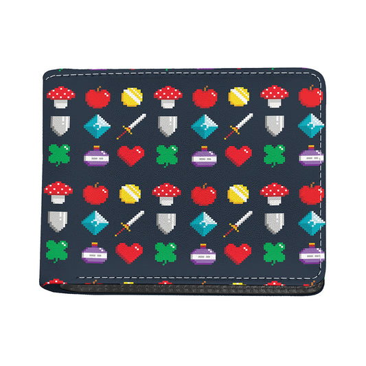 8-Bit Pixel Game Items Print Bifold Wallet