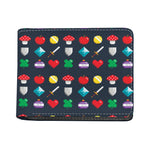 8-Bit Pixel Game Items Print Bifold Wallet