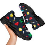 8-Bit Pixel Game Items Print Black Chunky Shoes