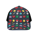 8-Bit Pixel Game Items Print Black Mesh Trucker Hat