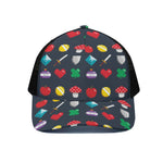 8-Bit Pixel Game Items Print Black Mesh Trucker Cap