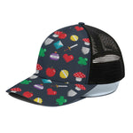 8-Bit Pixel Game Items Print Black Mesh Trucker Cap