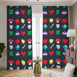 8-Bit Pixel Game Items Print Blackout Pencil Pleat Curtains