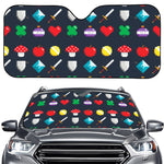 8-Bit Pixel Game Items Print Car Windshield Sun Shade