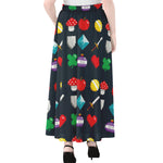 8-Bit Pixel Game Items Print Chiffon Maxi Skirt