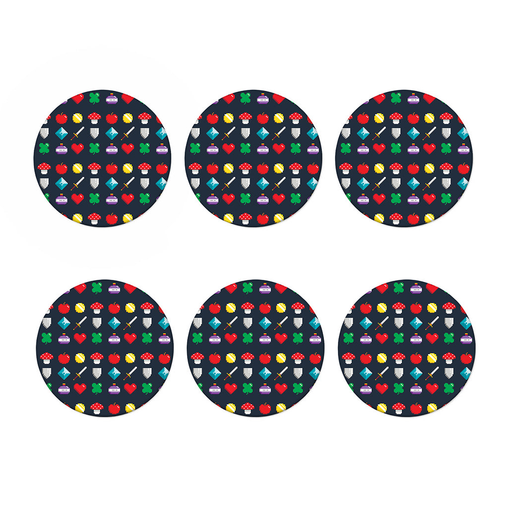 8-Bit Pixel Game Items Print Coaster Set