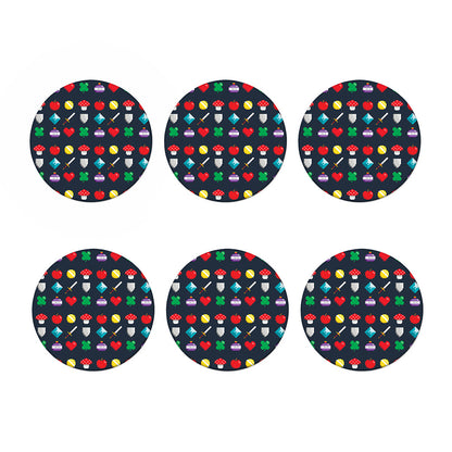 8-Bit Pixel Game Items Print Coaster Set