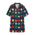 8-Bit Pixel Game Items Print Cotton Hawaiian Shirt