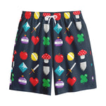 8-Bit Pixel Game Items Print Cotton Shorts