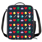 8-Bit Pixel Game Items Print Crossbody Lunch Bag