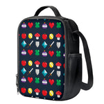 8-Bit Pixel Game Items Print Crossbody Lunch Bag