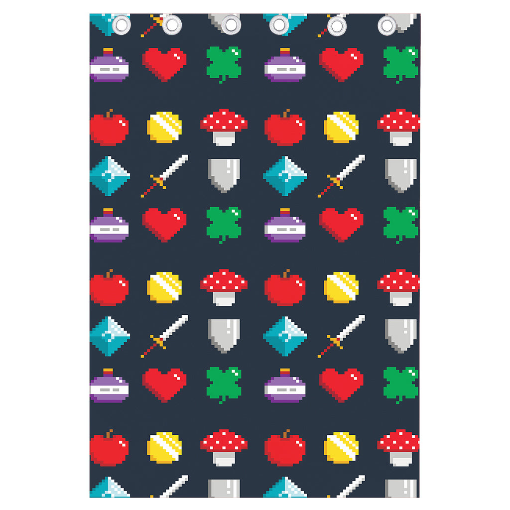 8-Bit Pixel Game Items Print Curtain