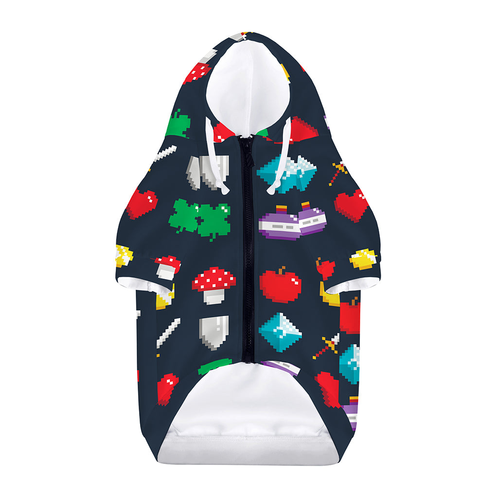 8-Bit Pixel Game Items Print Dog Zip Up Hoodie