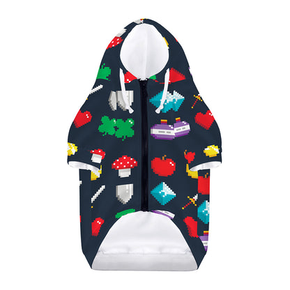 8-Bit Pixel Game Items Print Dog Zip Up Hoodie