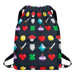 8-Bit Pixel Game Items Print Drawstring Backpack