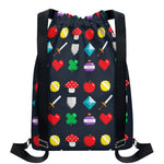 8-Bit Pixel Game Items Print Drawstring Backpack