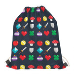 8-Bit Pixel Game Items Print Drawstring Bag