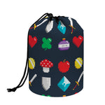 8-Bit Pixel Game Items Print Drawstring Makeup Bag