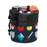 8-Bit Pixel Game Items Print Drawstring Makeup Bag