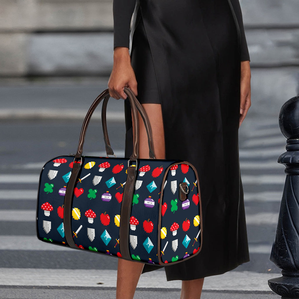 8-Bit Pixel Game Items Print Duffle Bag