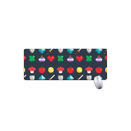 8-Bit Pixel Game Items Print Extended Mouse Pad